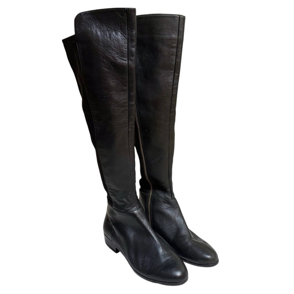 Michael Kors boots black leather knee high mixed media size 7 - Picture 1 of 9
